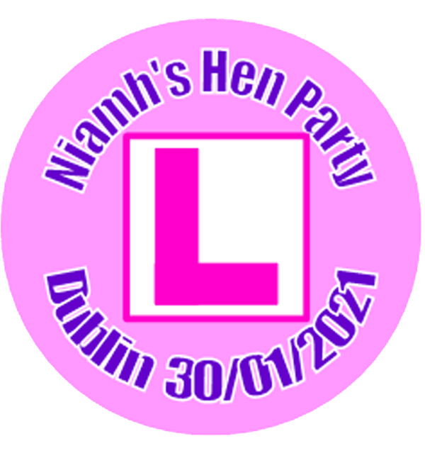 Personalised L Plate Hen Party Badge
