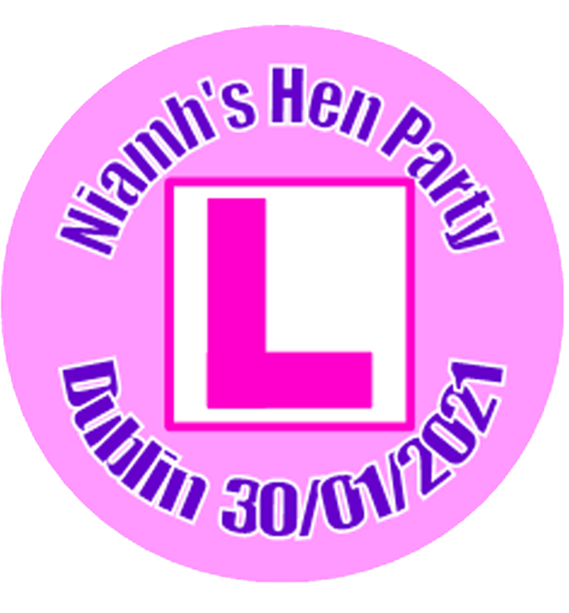 Personalised L Plate Hen Party Badge