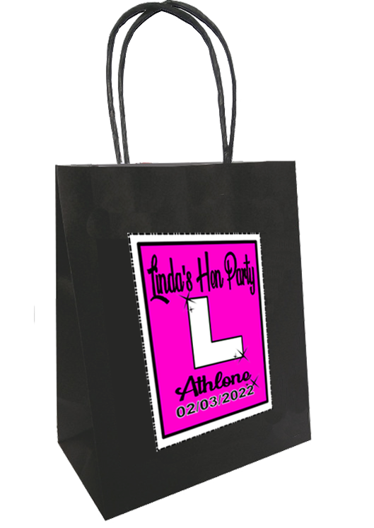 Personalised L Plate hen party gift bag