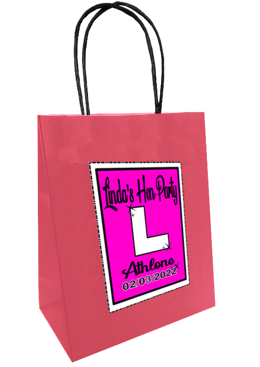 Personalised L Plate hen party gift bag