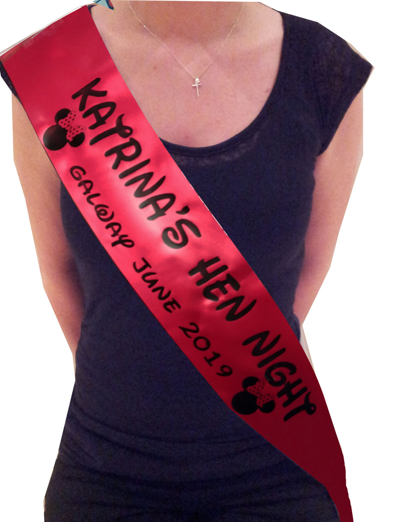 Minnie Mouse Personalised Hen Party Sash