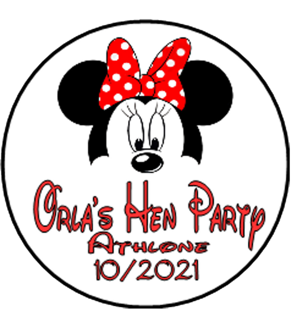 Minnie Mouse Disney Theme Personalised Hen Party Badge