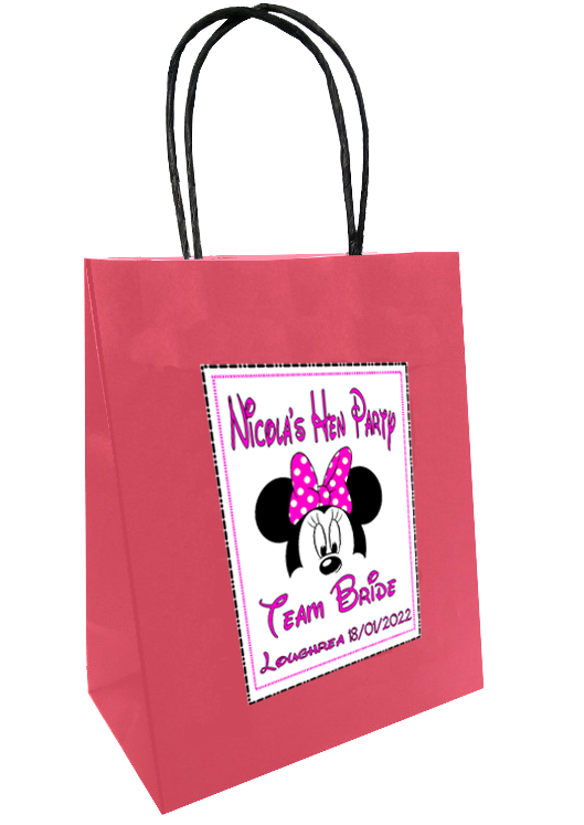 Pink Minnie Mouse theme Personalised Hen Party Bag