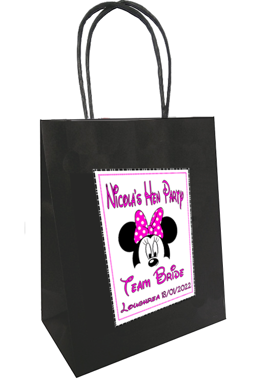 Pink Minnie Mouse theme Personalised Hen Party Bag