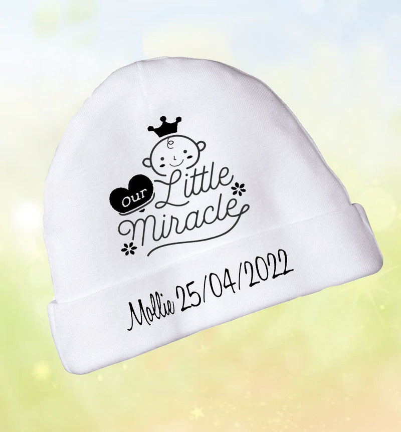 Personalised 'Our little Miracle' Newborn hat