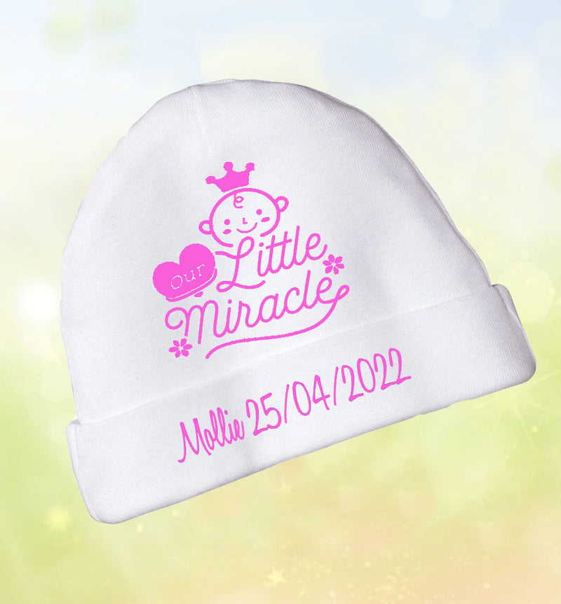 Personalised 'Our little Miracle' Newborn hat