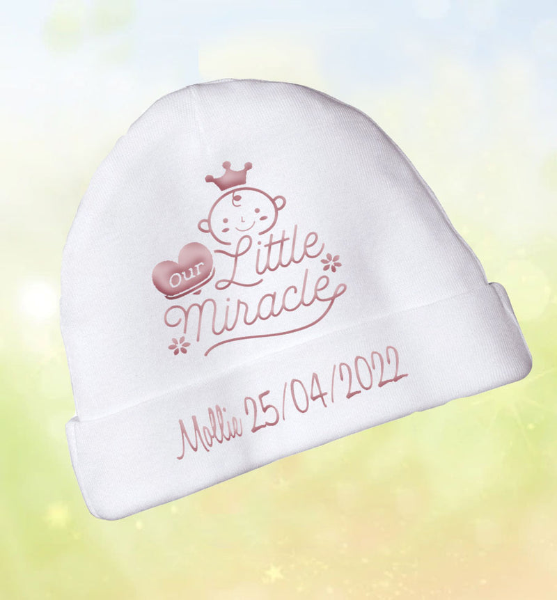 Personalised 'Our little Miracle' Newborn hat