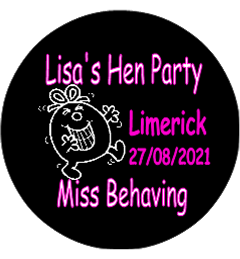 Personalised Miss Behaving Hen Party Badge