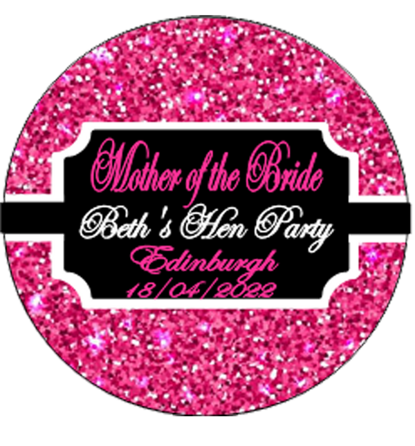 Pink Sparkle Mother of the Bride/Groom Personalised Badge