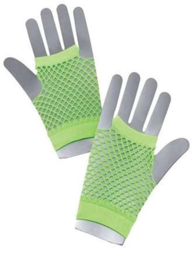 Neon Green Fishnet Gloves