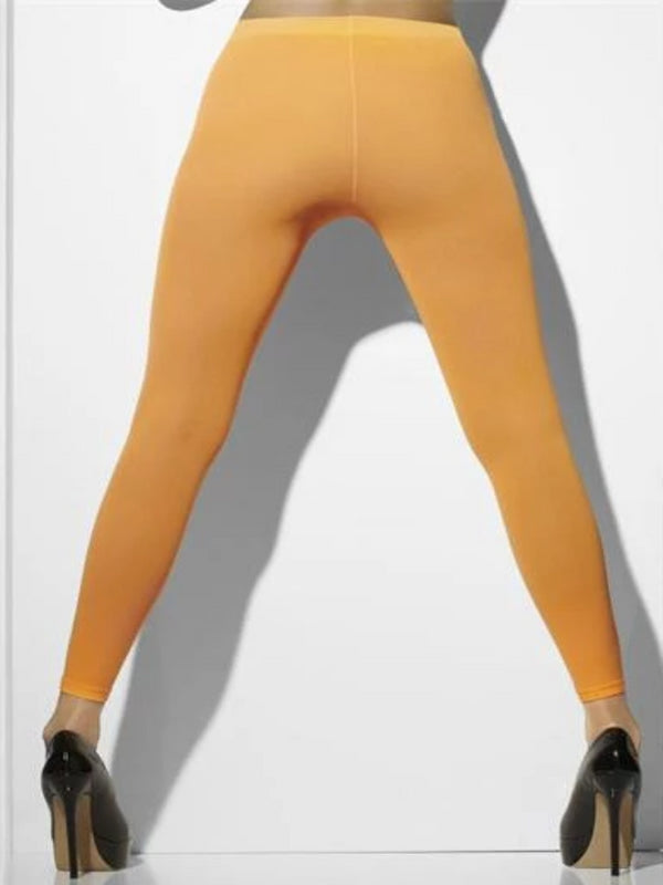 Opaque Footless Tights, Neon Orange