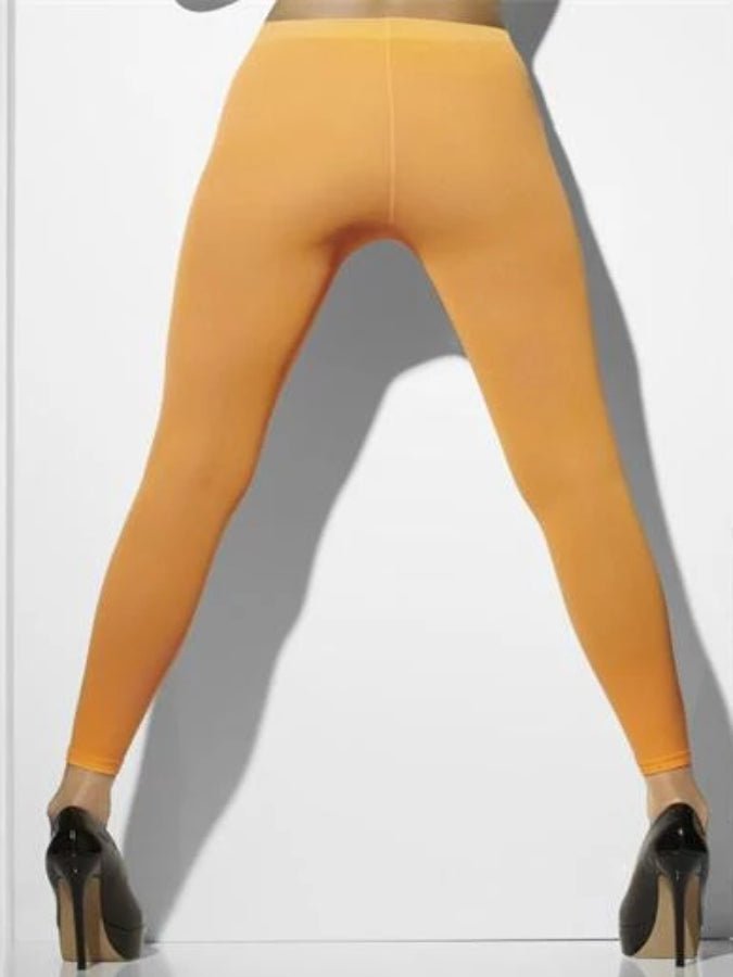 Opaque Footless Tights, Neon Orange