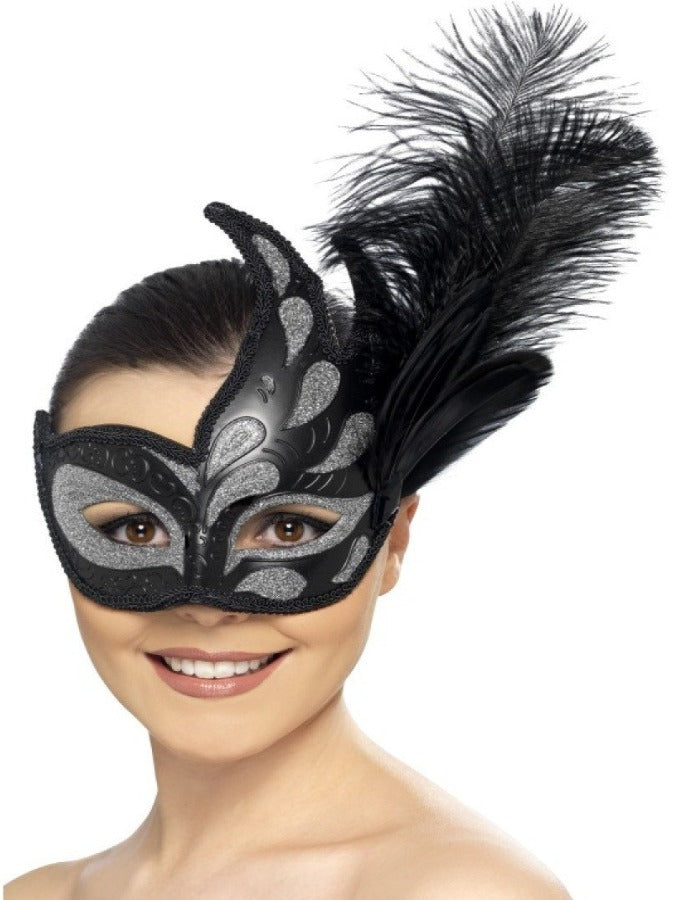 Ornate Colombina Feather Eyemask