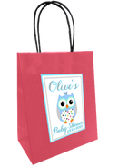 Baby Shower Personlaised Gift Bags Owl Design Blue