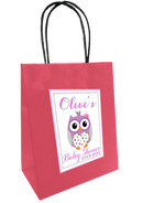 Baby Shower Personlaised Gift Bag Owl Design Pink