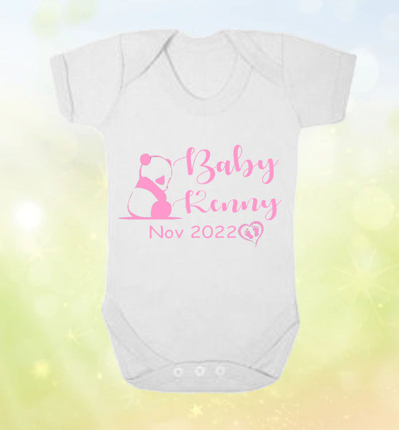 Cute Personalised Baby Vest 'baby panda design'