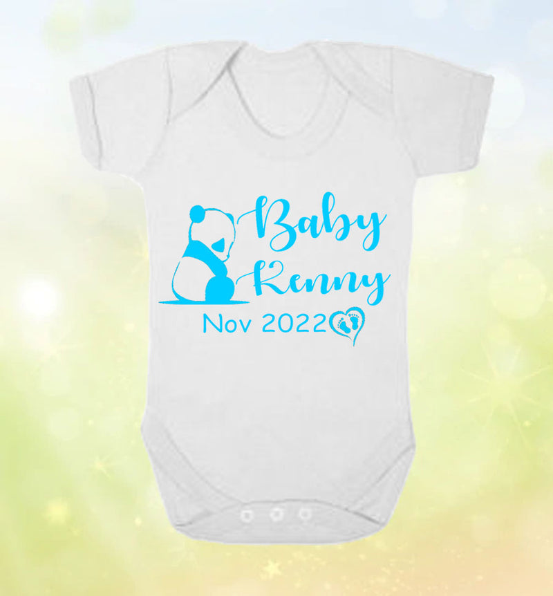 Cute Personalised Baby Vest 'baby panda design'