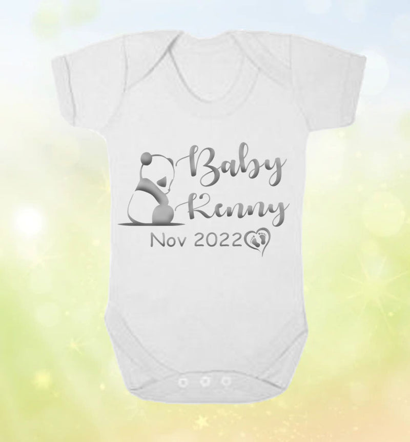 Cute Personalised Baby Vest 'baby panda design'