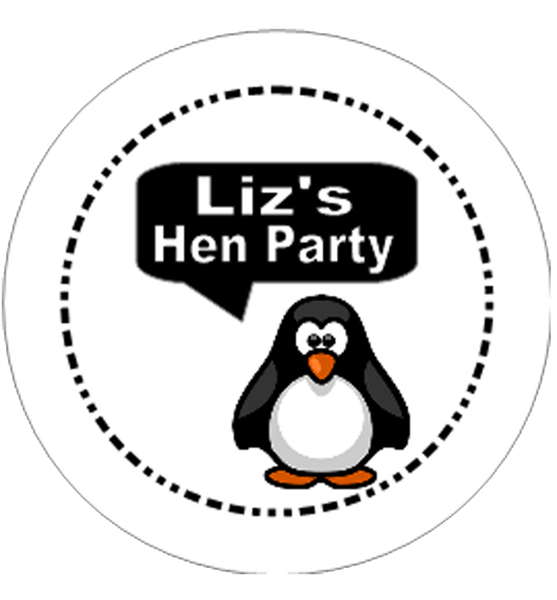 Personalised Hen Party Badge Penguin Design