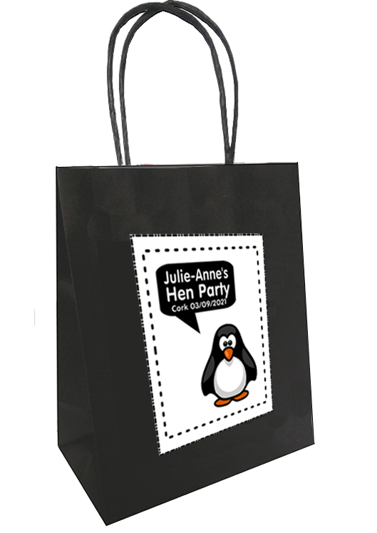 Personalised hen party gift bag penguin