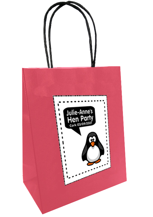 Personalised hen party gift bag penguin