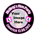 Personalised L Plate & Pic Hen Party Badge pink