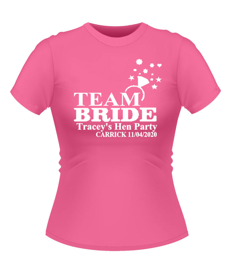 'Team Bride with Ring' Personalised Hen Party T-shirt