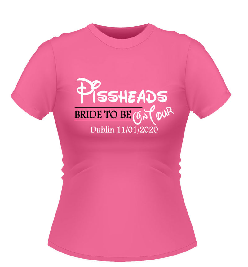 Bride To Be 'Pissheads' Design Hen Party Tshirt