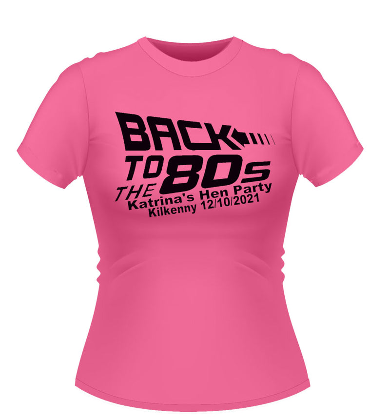 Personalised Back to the Future 80's theme Hen Party Tshirt