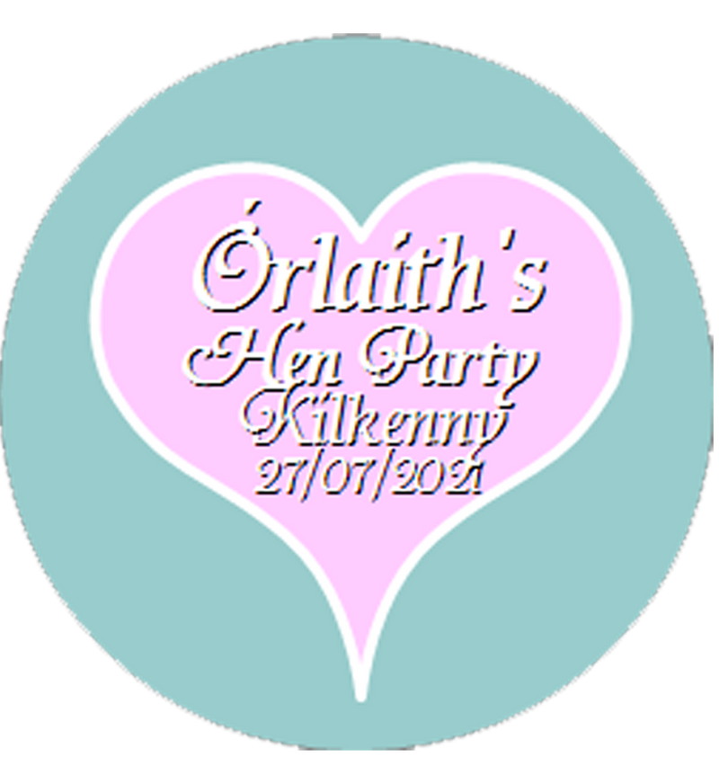 Personalised Pink Heart Hen Party Badge