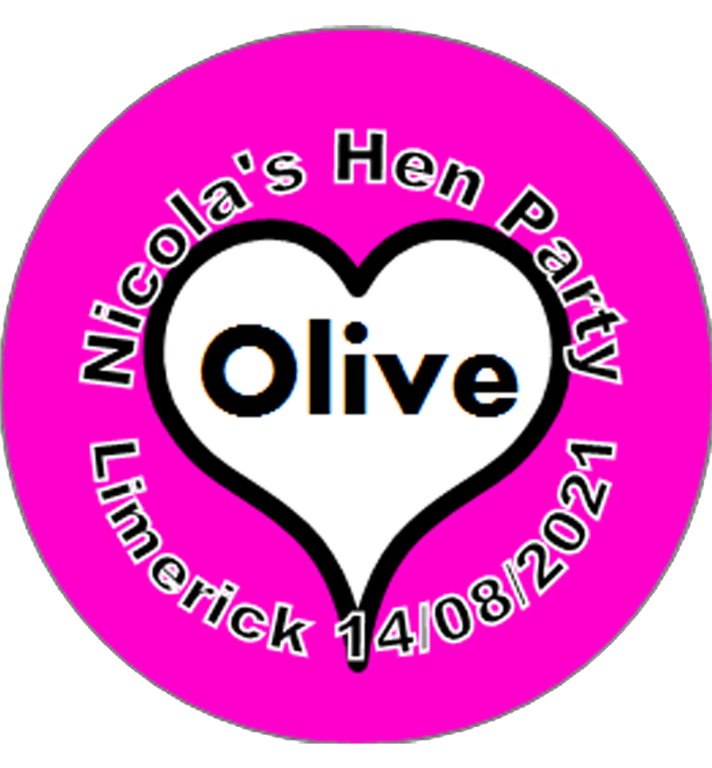 Personalised Pink Hen Party Badge with Hen's Name
