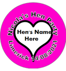 Personalised Pink Hen Party Badge with Hen's Name