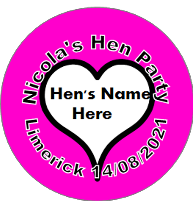 Personalised Pink Hen Party Badge with Hen's Name