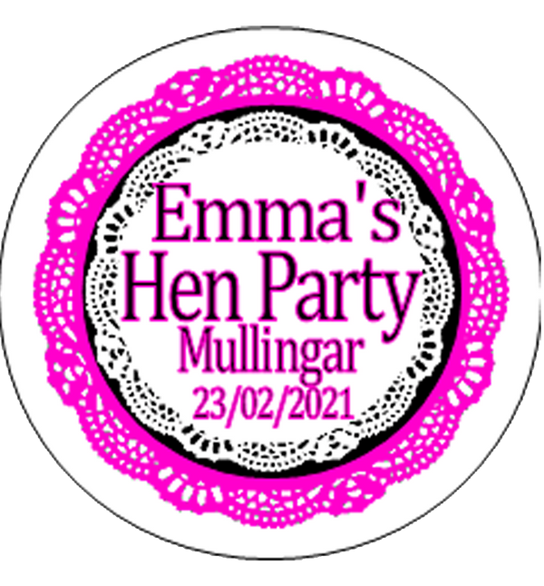 Pink Lace Personalised Hen Party Badge