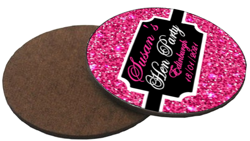 Pink Sparkle Personalised Hen Party Coaster