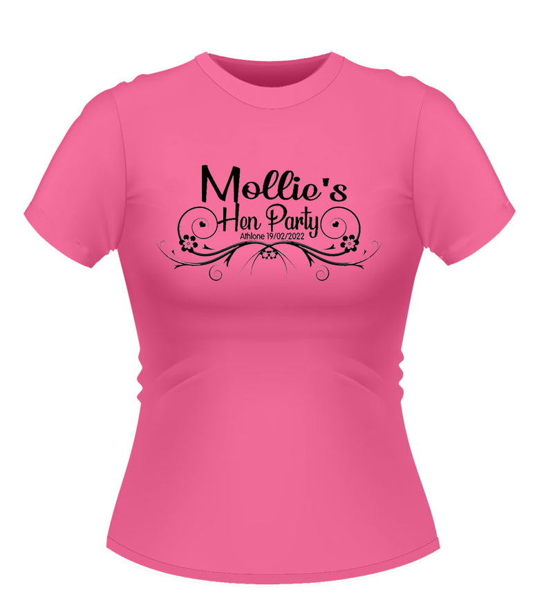 Vintage style Personalised Hen Party Tshirt