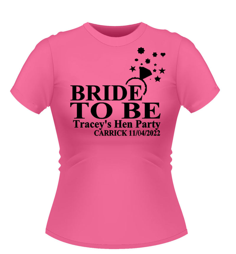 'Bride to be with Ring' Personalised Hen Party T-shirt