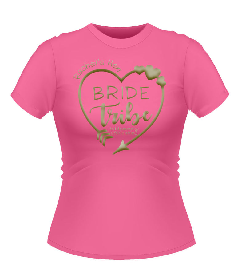 Personalised Bride Tribe Heart Hen Party Tshirt