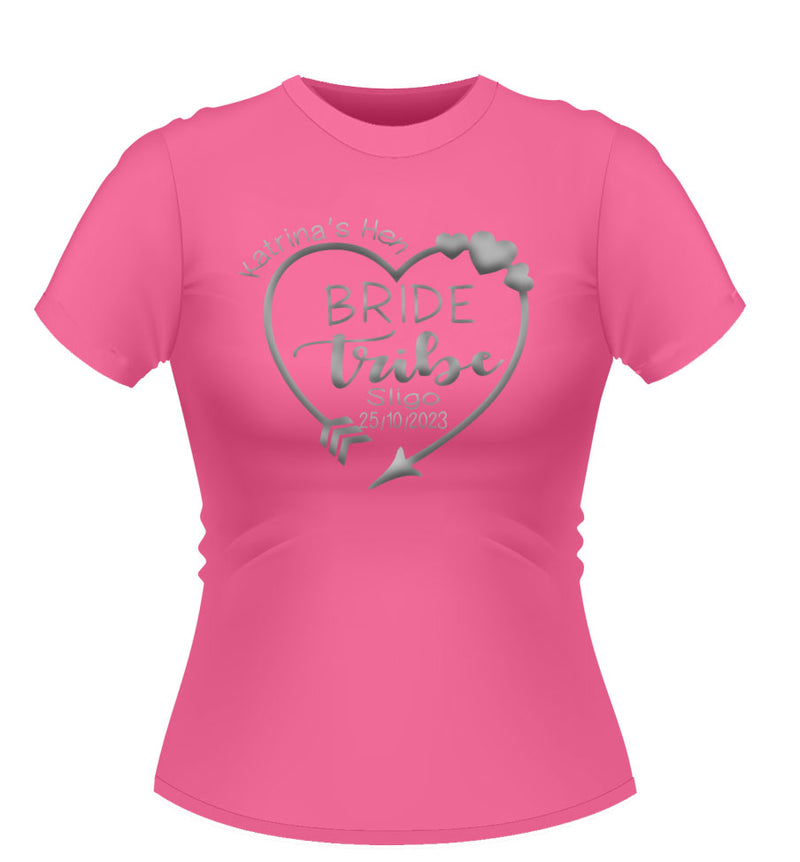 Personalised Bride Tribe Heart Hen Party Tshirt