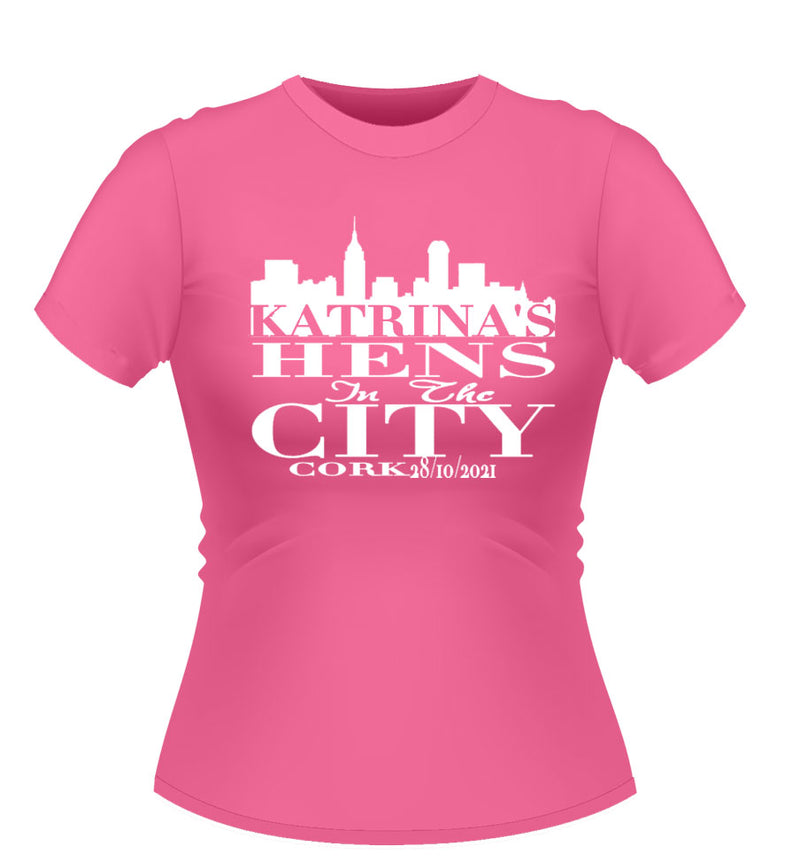 HENS IN THE CITY Personalised Hen Party t-shirt