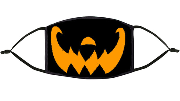 Creepy Pumpkin Halloween Design Re-Usable Face Mask Orange