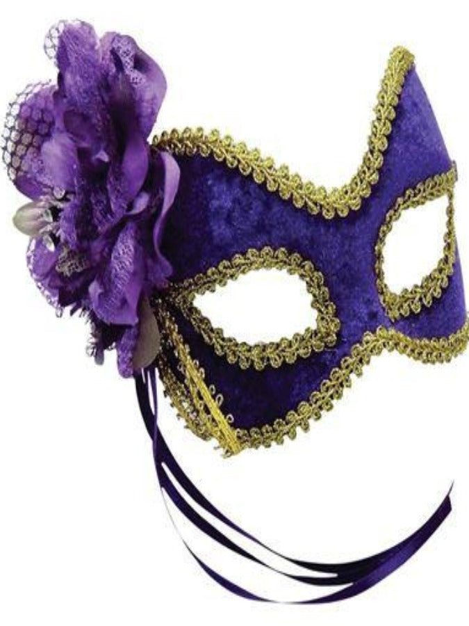 Purple/Gold + Flower masquerade mask EM685