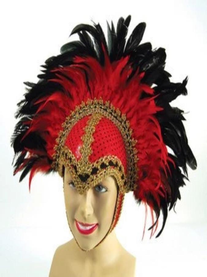 Red Braiding Feather Helmet