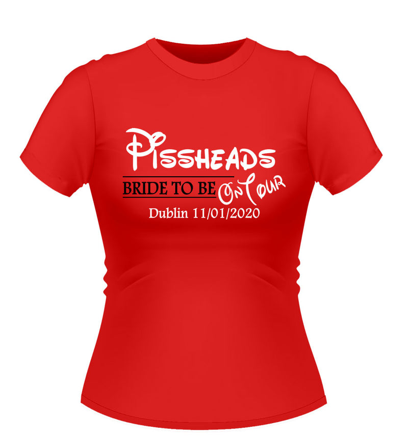 Bride To Be 'Pissheads' Design Hen Party Tshirt