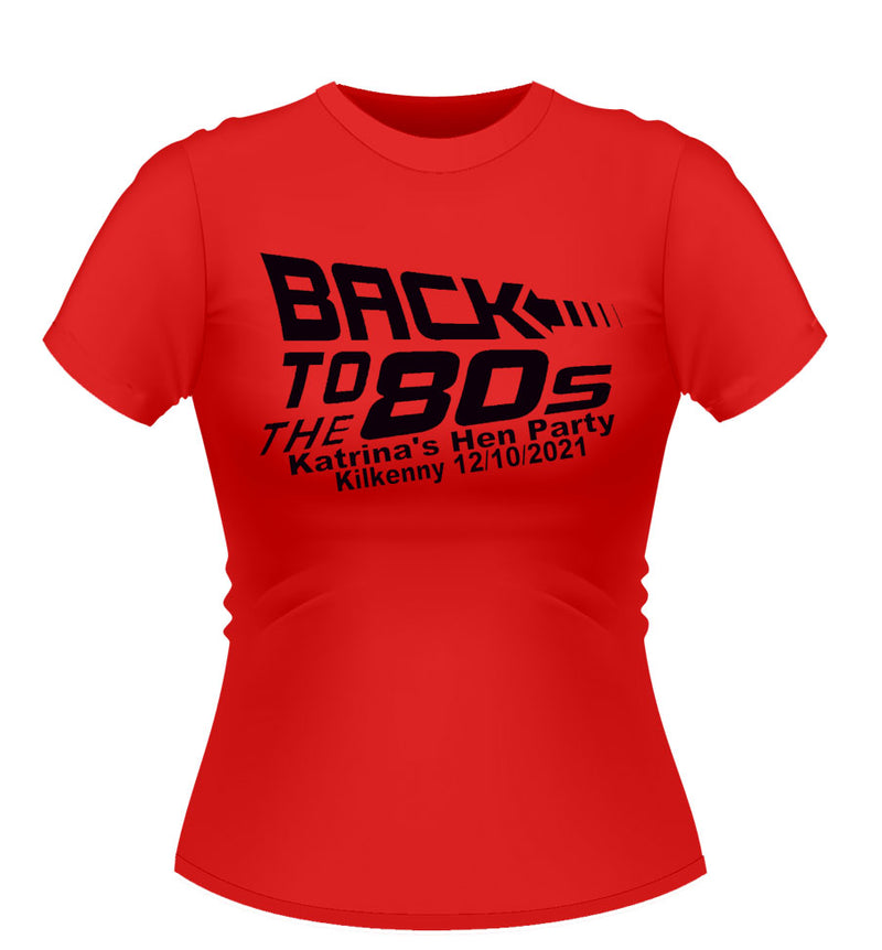 Personalised Back to the Future 80's theme Hen Party Tshirt