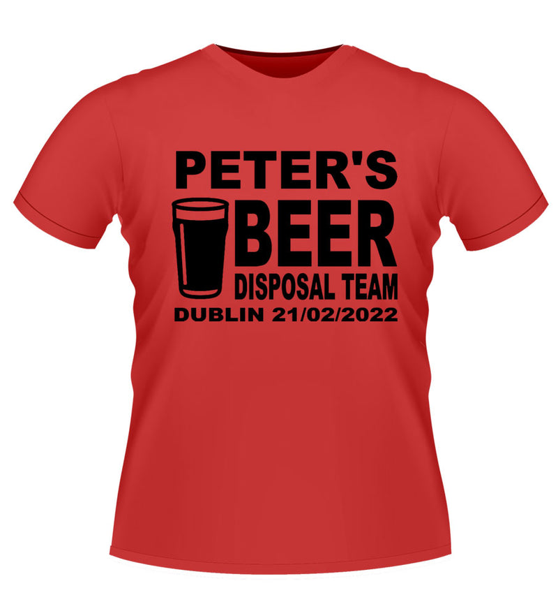 'BEER DISPOSAL TEAM' Personalised Stag Party TShirt