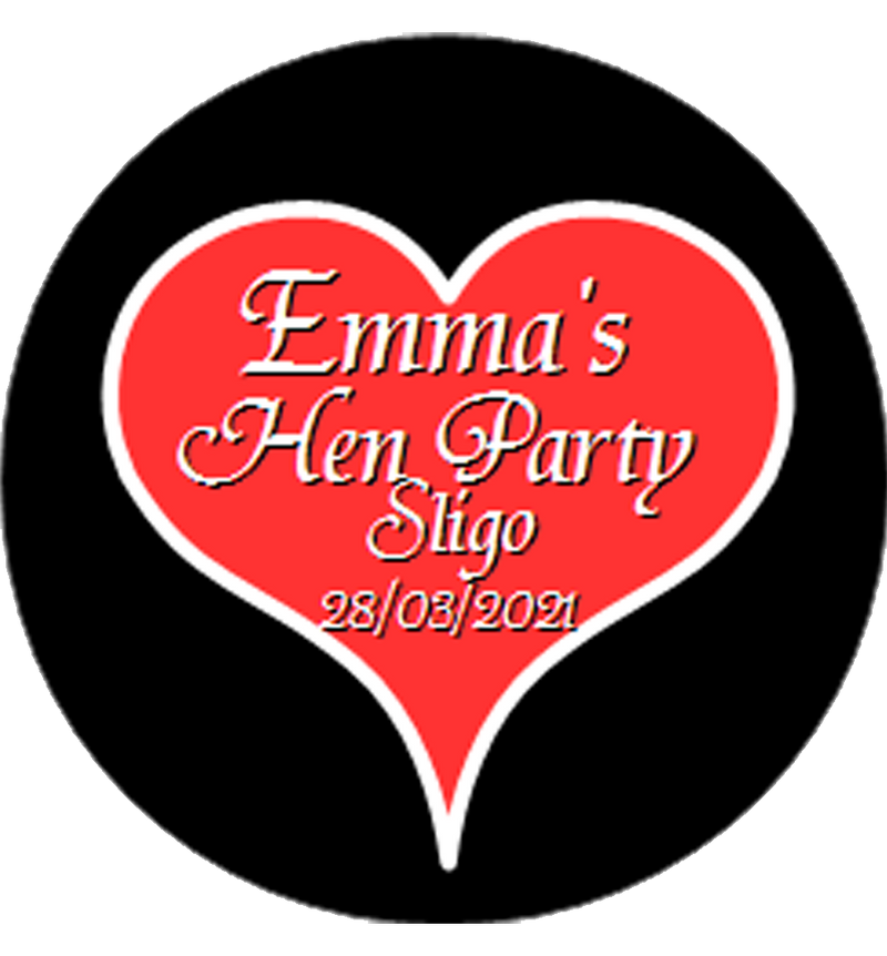Hen Night Personalised Red Heart Hen Party Badge
