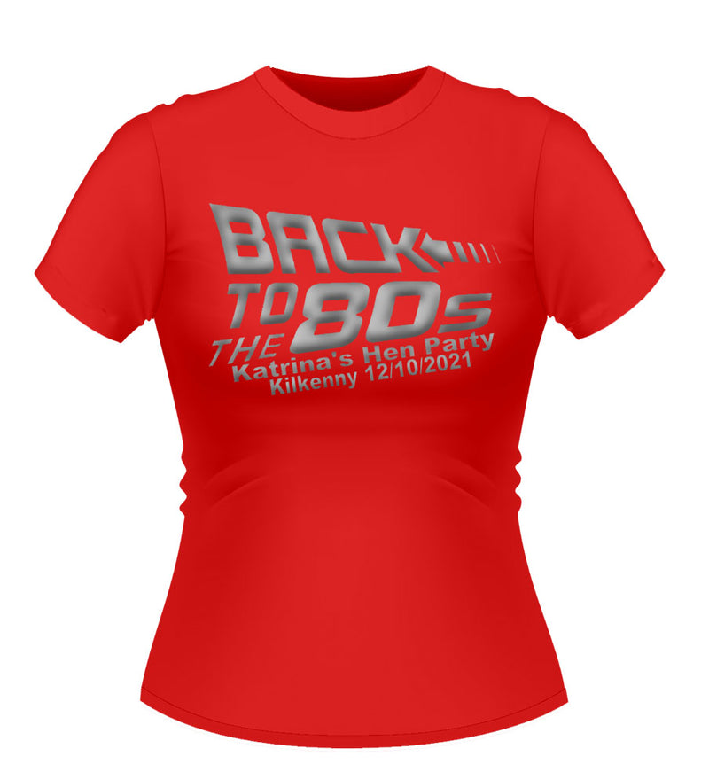 Personalised Back to the Future 80's theme Hen Party Tshirt