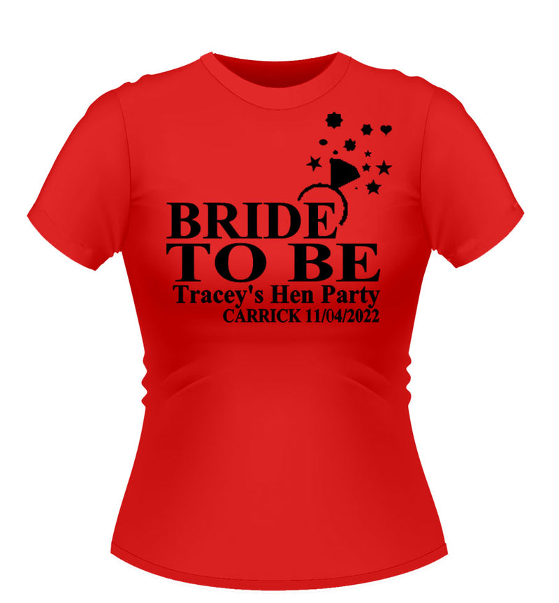 'Bride to be with Ring' Personalised Hen Party T-shirt