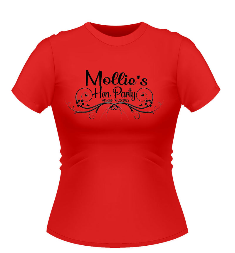 Vintage style Personalised Hen Party Tshirt